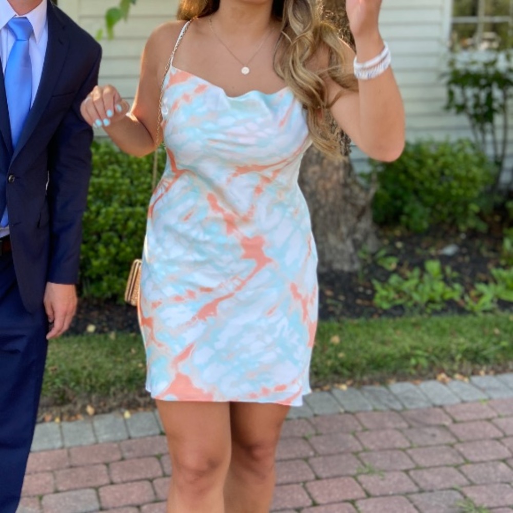 Cotton candy LA tie dye silky slip dress